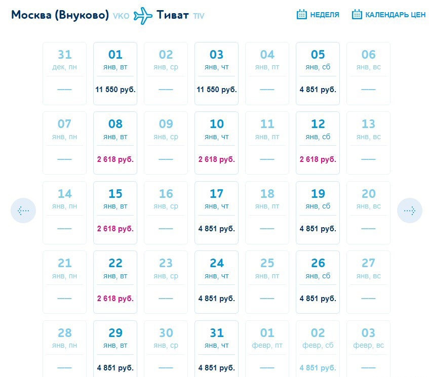 Рейсы из Москвы в Черногорию