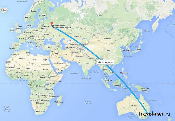 Сколько лететь из Москвы до Австралии